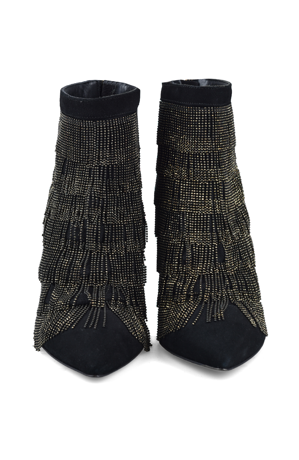 Ботильоны из замши с металлическим декором