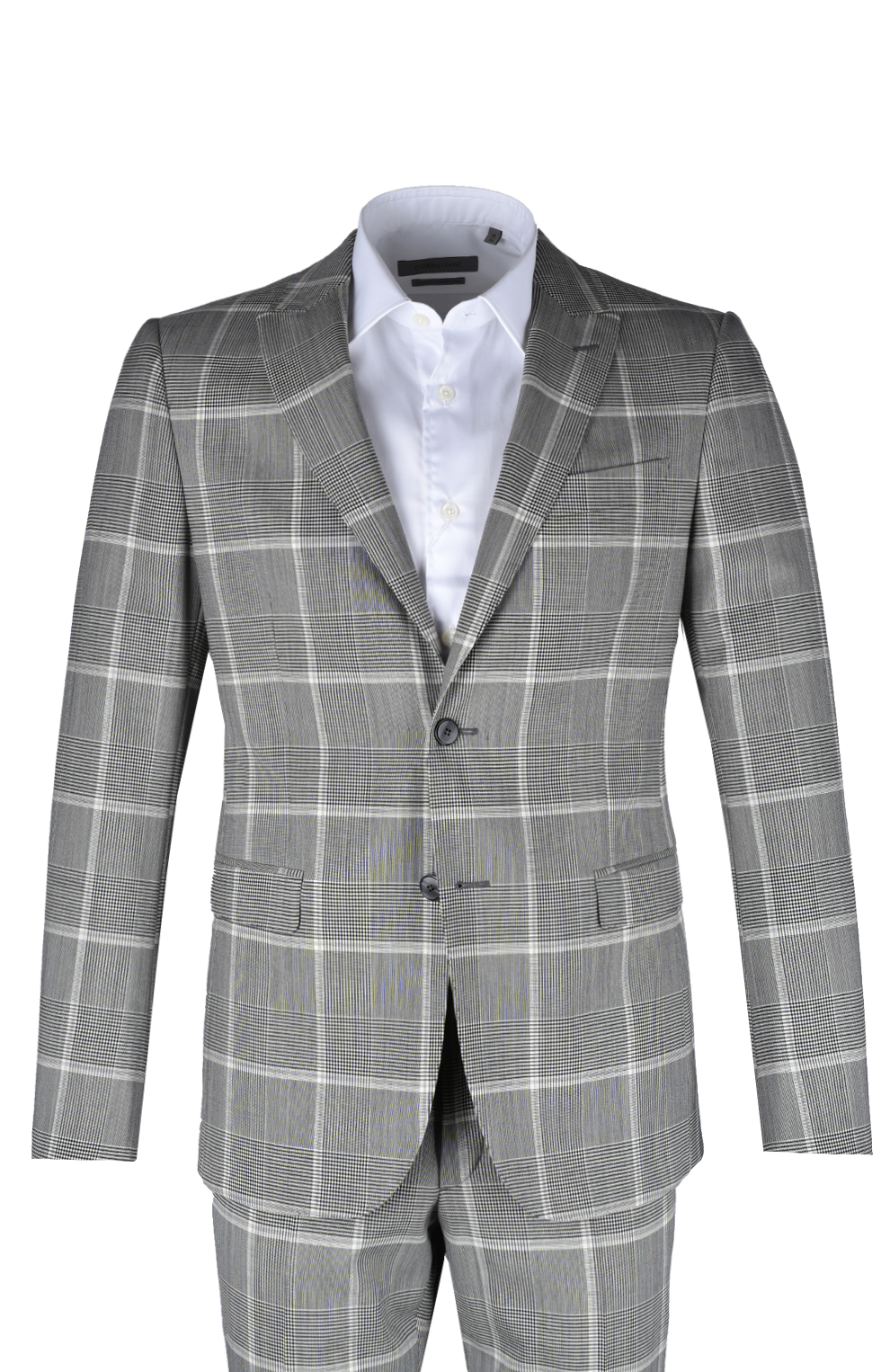Шерстяной однобортный костюм в клетку