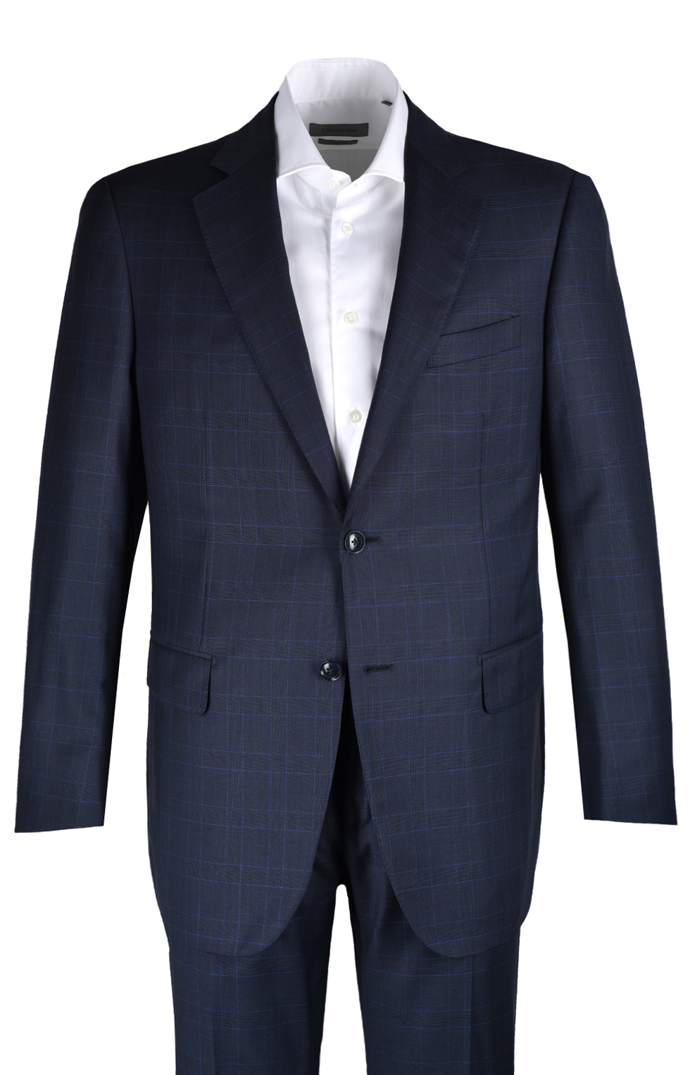 Шерстяной однобортный костюм в клетку