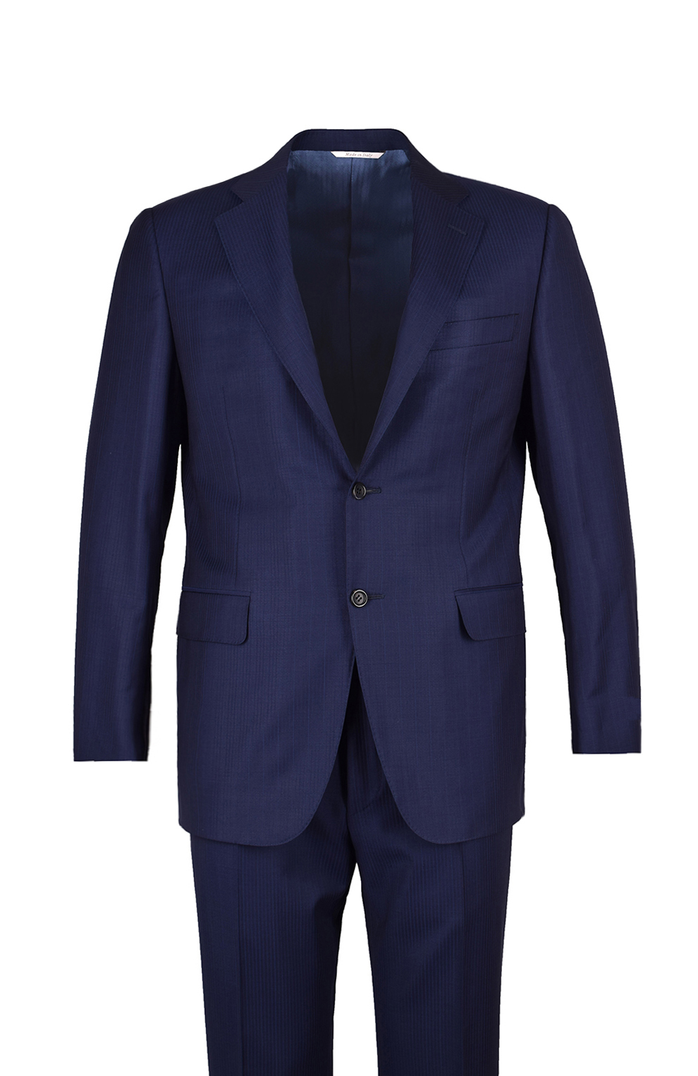 Шерстяной однобортный костюм в полоску