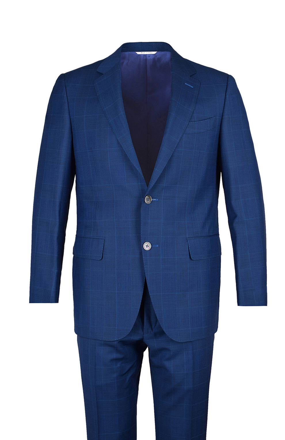 Шерстяной однобортный костюм в клетку