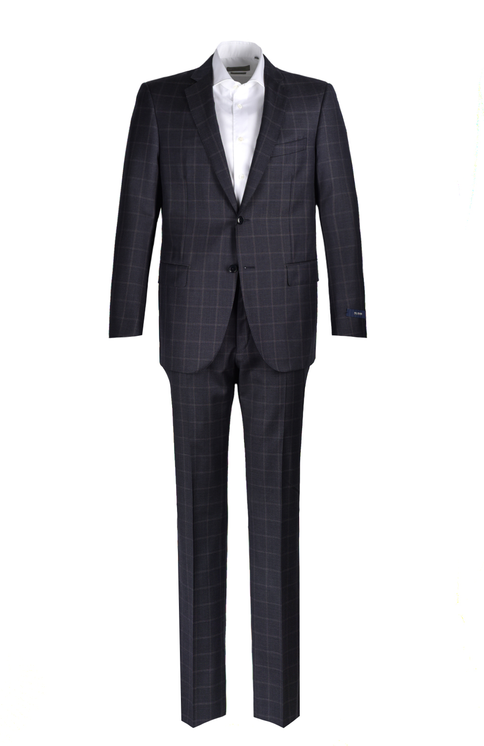 Шерстяной однобортный костюм в клетку