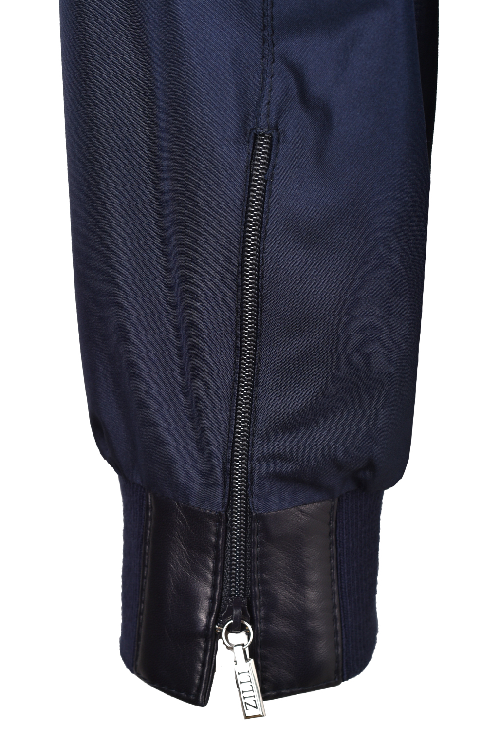 Шёлковый бомбер с отделкой из кожи