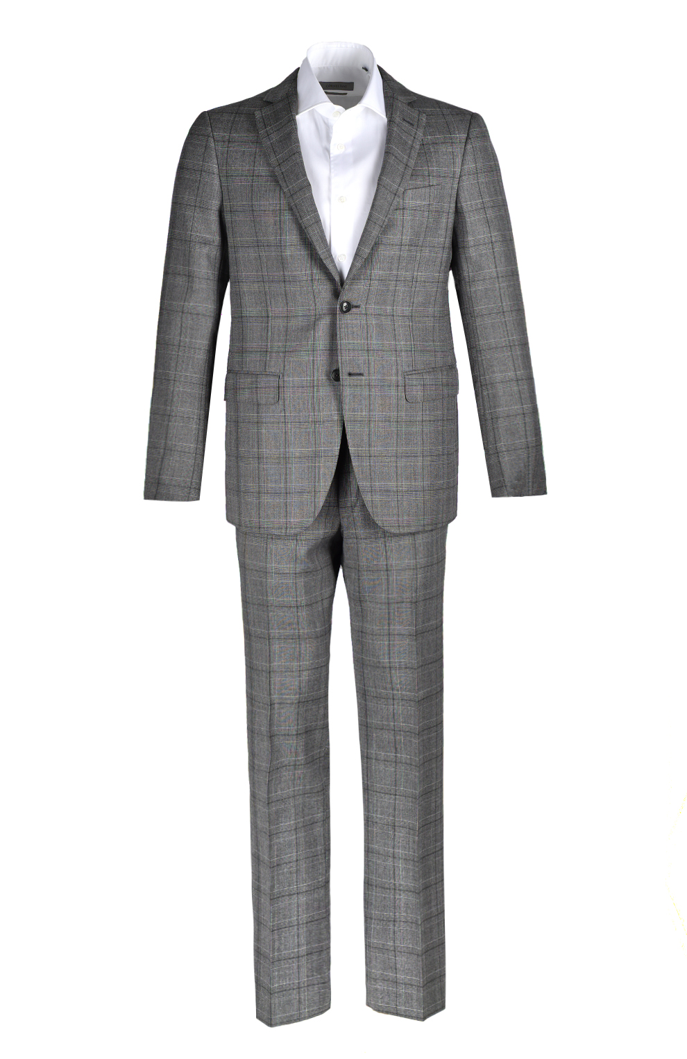 Шерстяной однобортный костюм в клетку