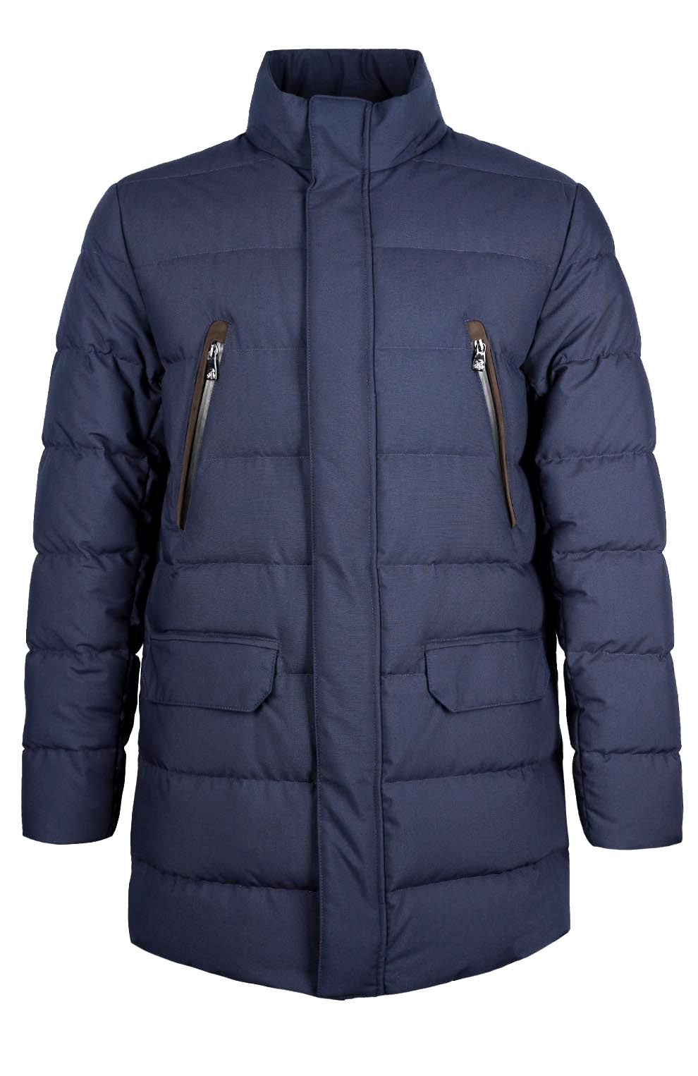 Пуховик с воротником-стойкой