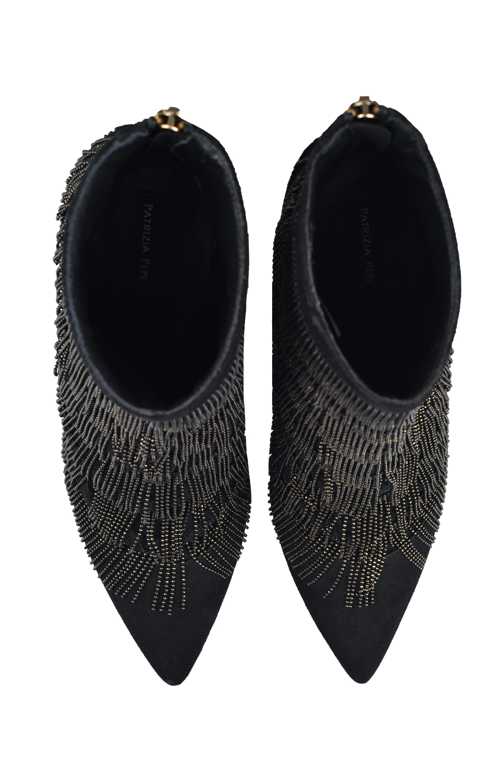 Ботильоны из замши с металлическим декором