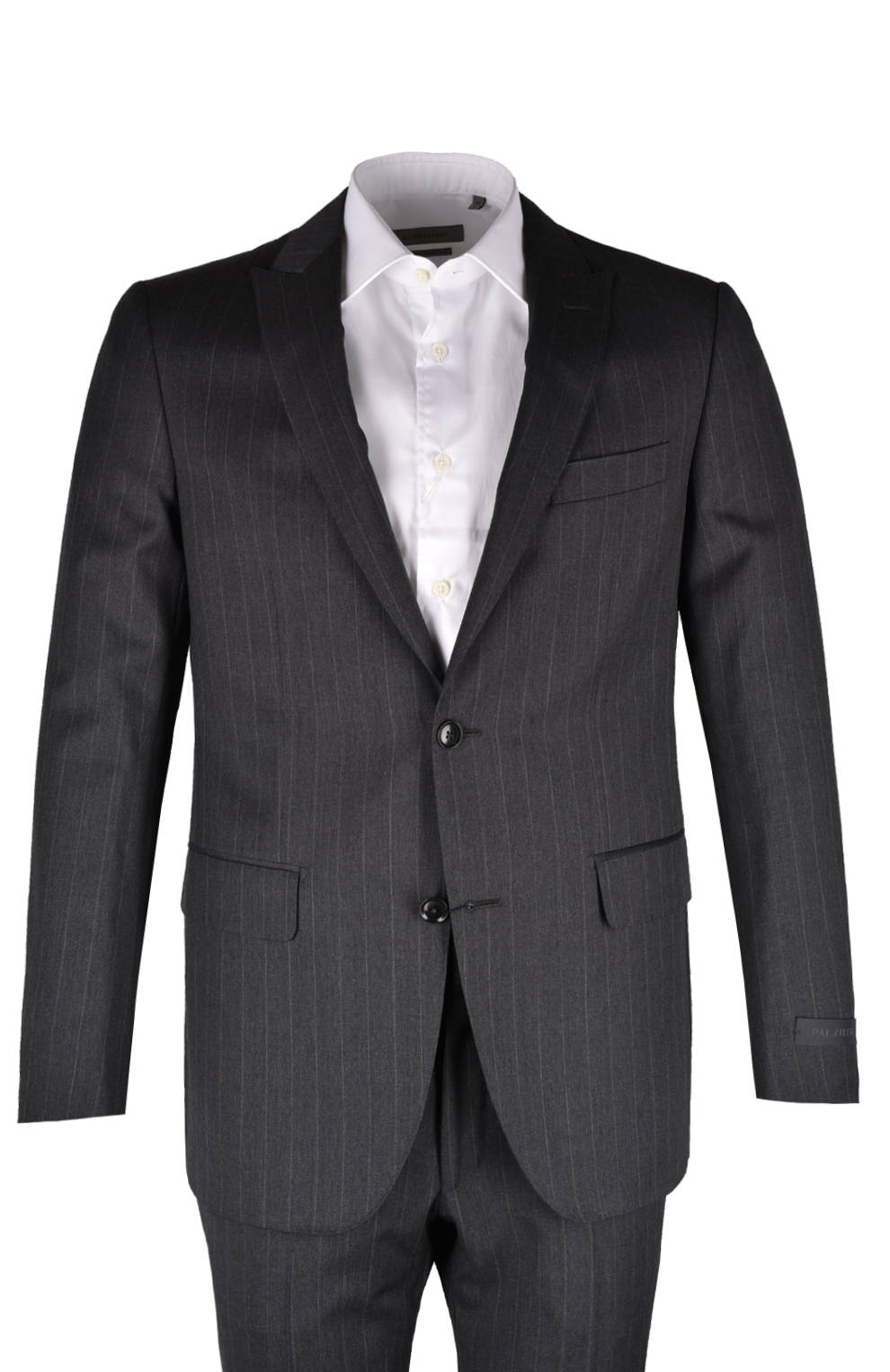 Шерстяной однобортный костюм в полоску