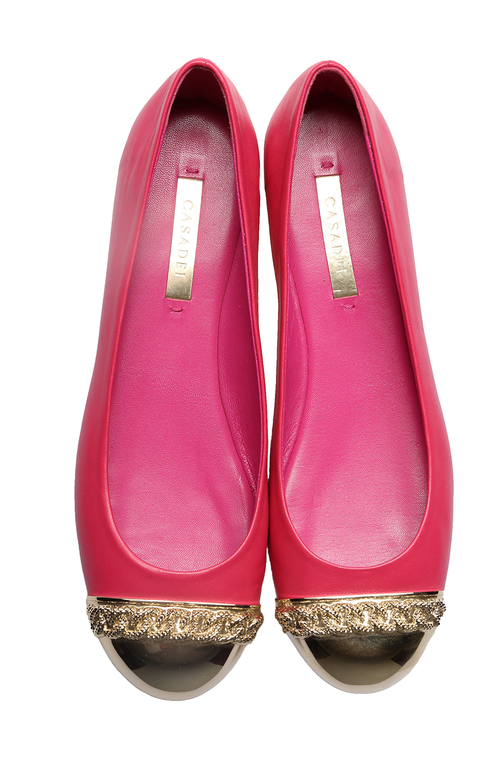 Кожаные балетки с металлизированным носком