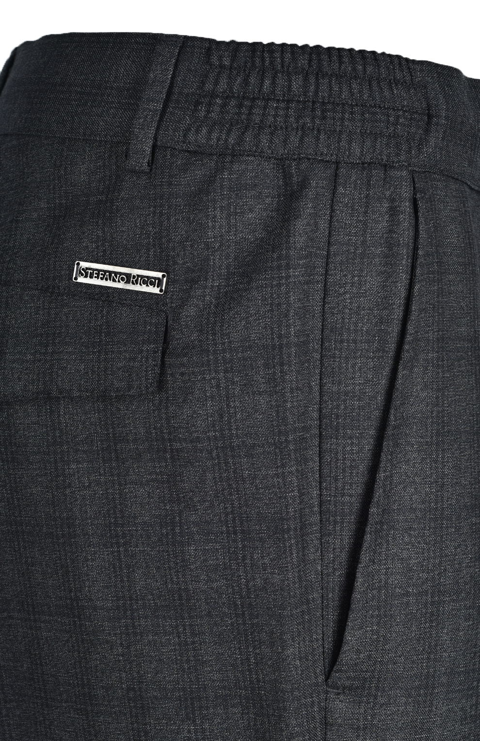 Брюки из шерсти в клетку с защипами и кулиской