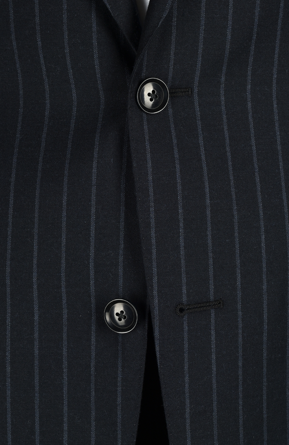 Шерстяной однобортный костюм в полоску