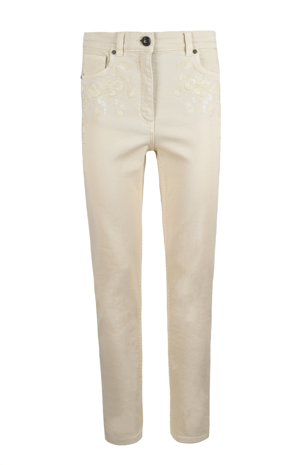 Джинсы из светлого денима с вышивкой