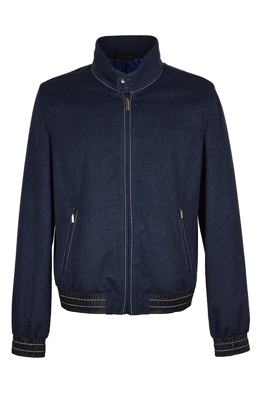 Кашемировый бомбер на молнии с высоким воротом