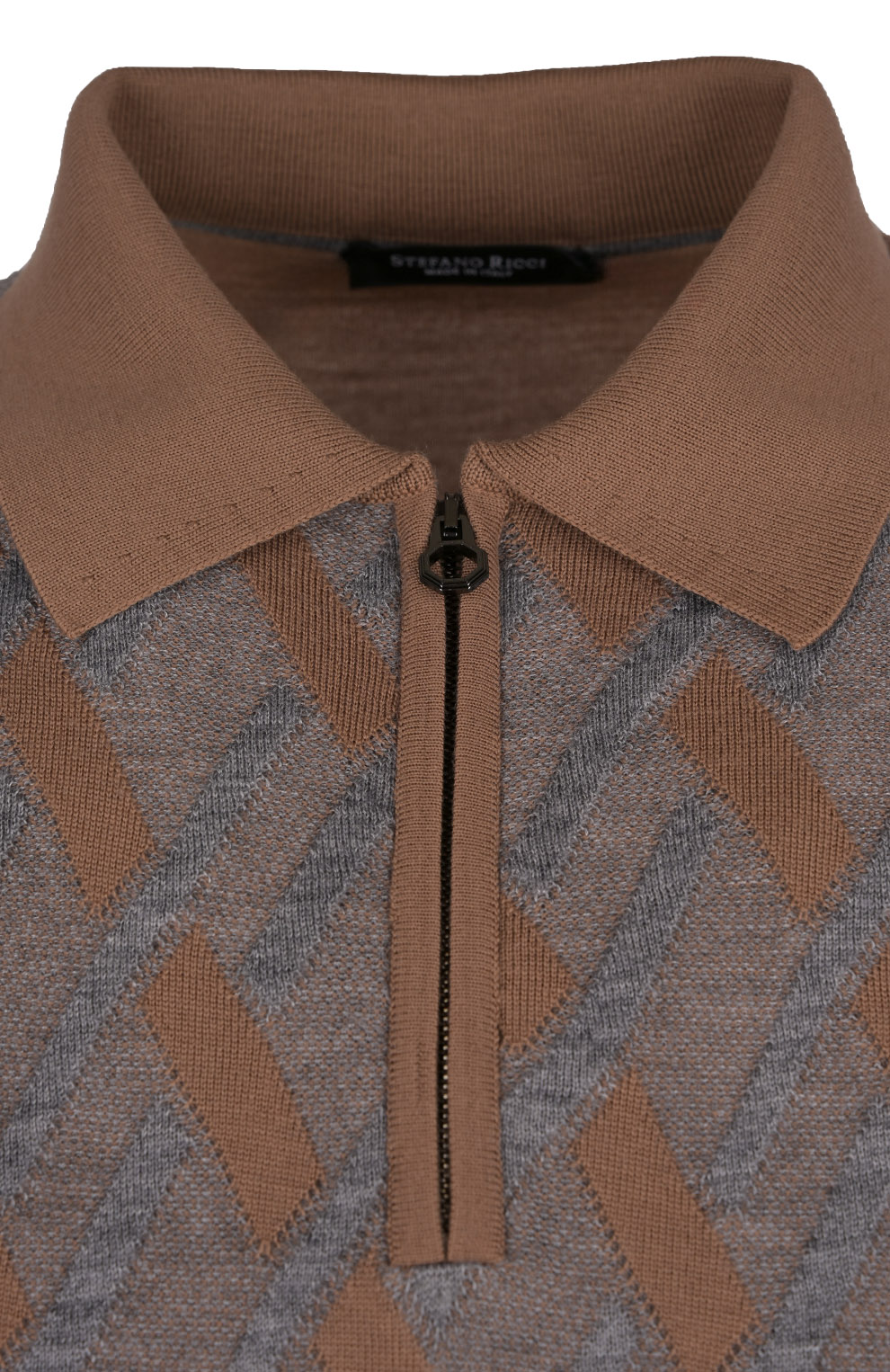 Трикотажное поло на молнии из смеси шерсти, кашемира и шёлка