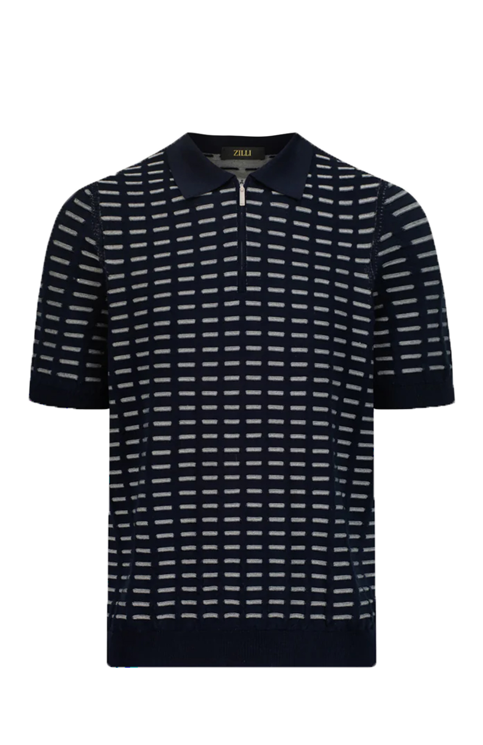 Поло из смеси шёлка и хлопка с геометрическим узором
