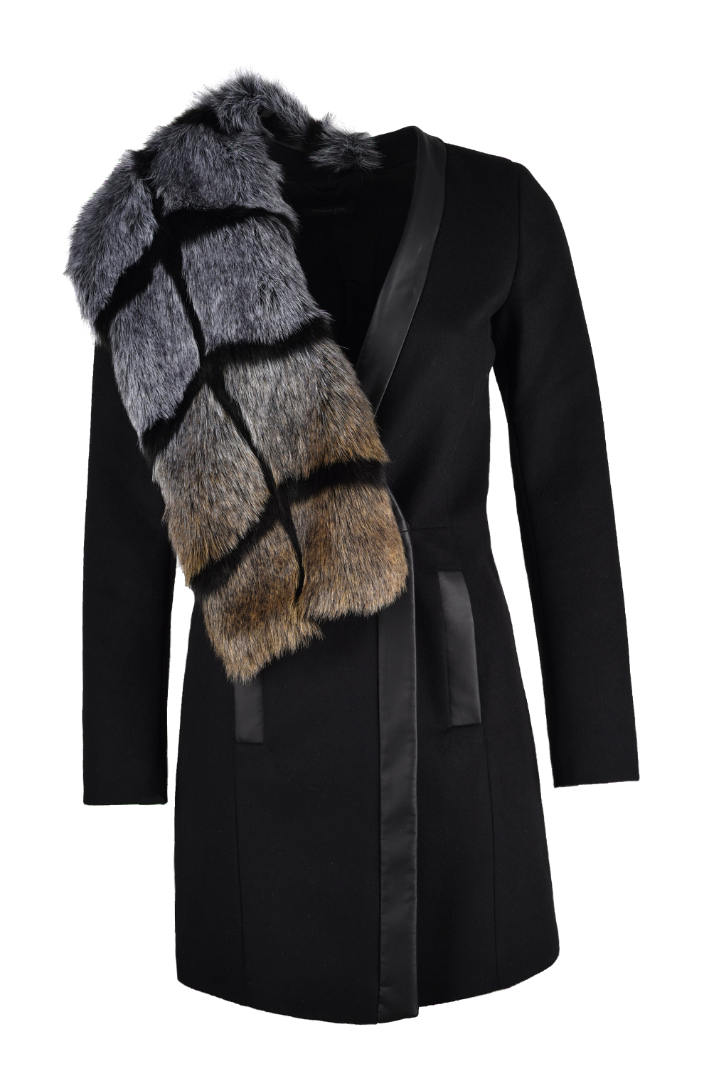 Пальто со съёмной горжеткой из искусственного меха