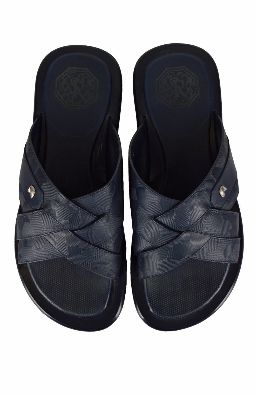 Кожаные шлёпанцы с тиснением