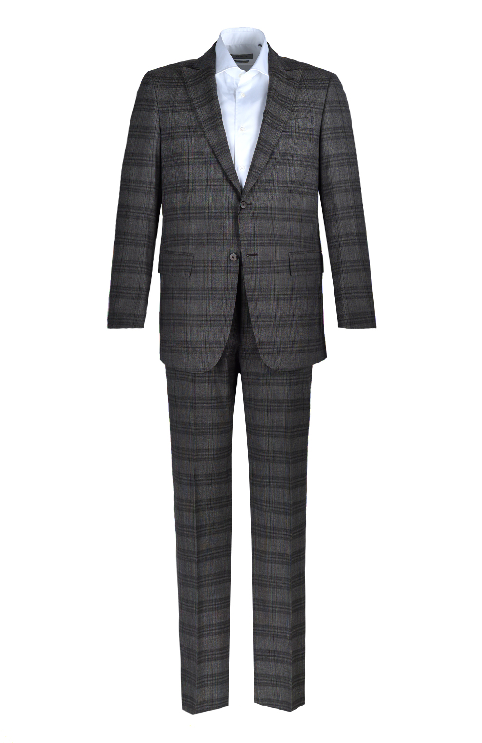 Шерстяной однобортный костюм в клетку