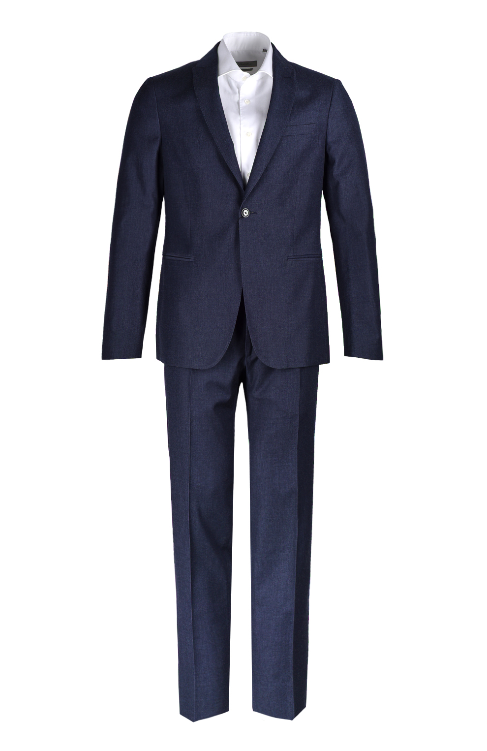 Шерстяной однобортный костюм с меланжевым эффектом