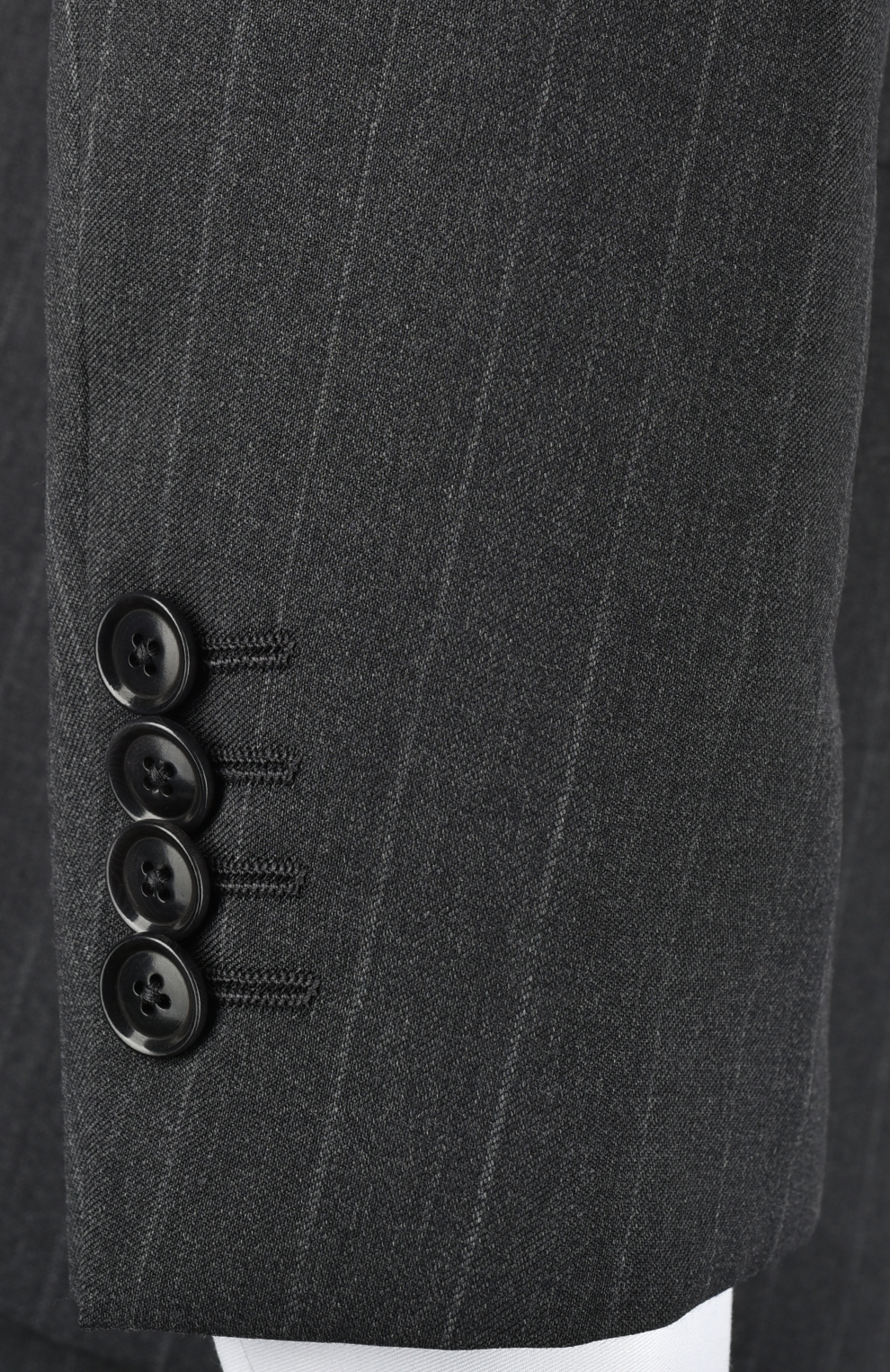 Шерстяной однобортный костюм в полоску