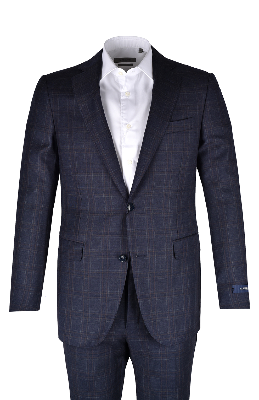 Шерстяной однобортный костюм в клетку