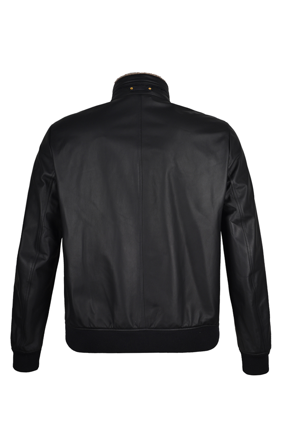 Куртка-бомбер из кожи ягнёнка с декором из овчины