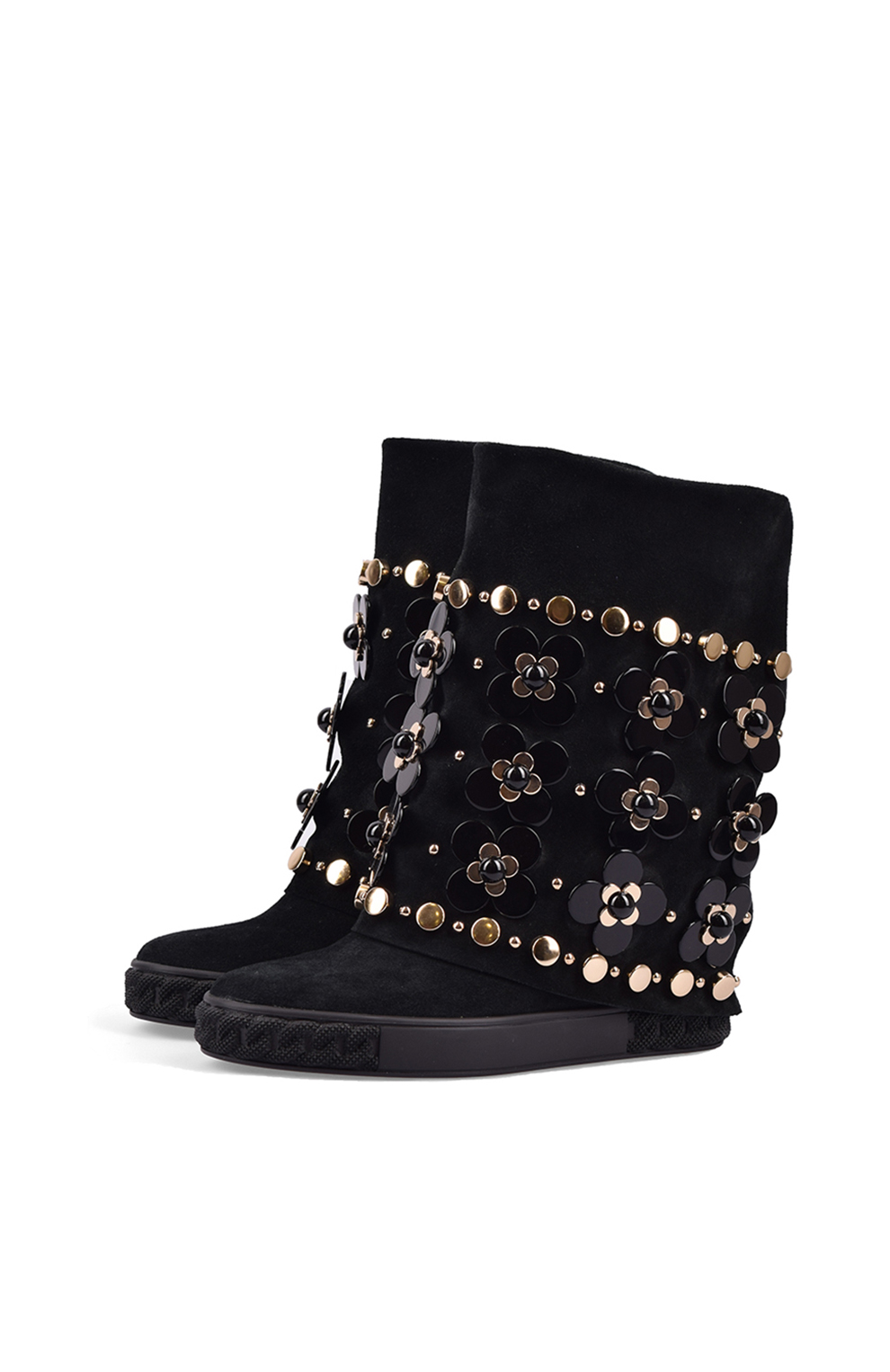 Замшевые сапоги с декором