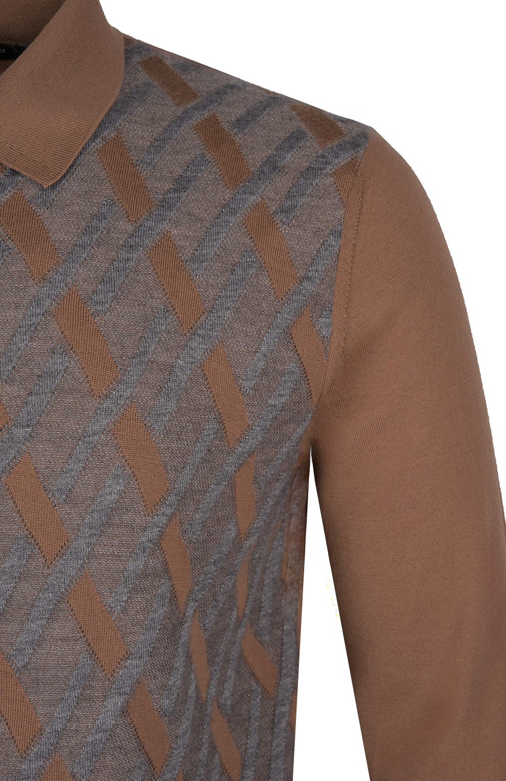 Трикотажное поло на молнии из смеси шерсти, кашемира и шёлка