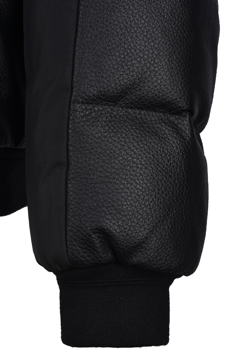 Пуховик-блузон из шёлка с отделкой из кожи оленя