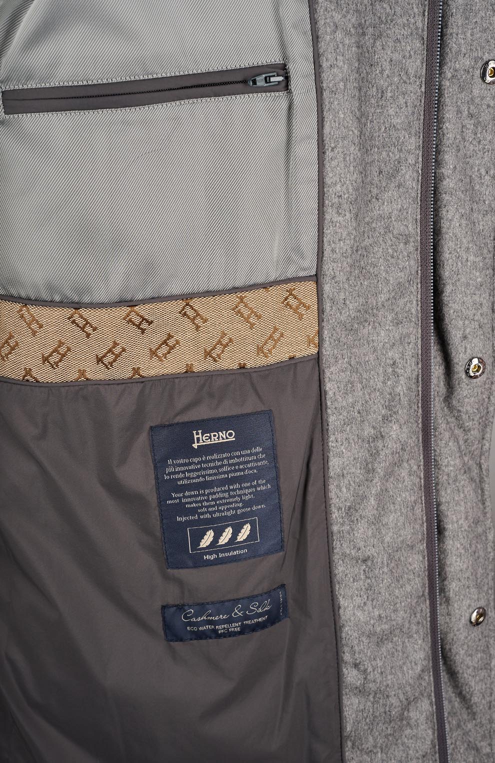 Пуховик из кашемира и шёлка