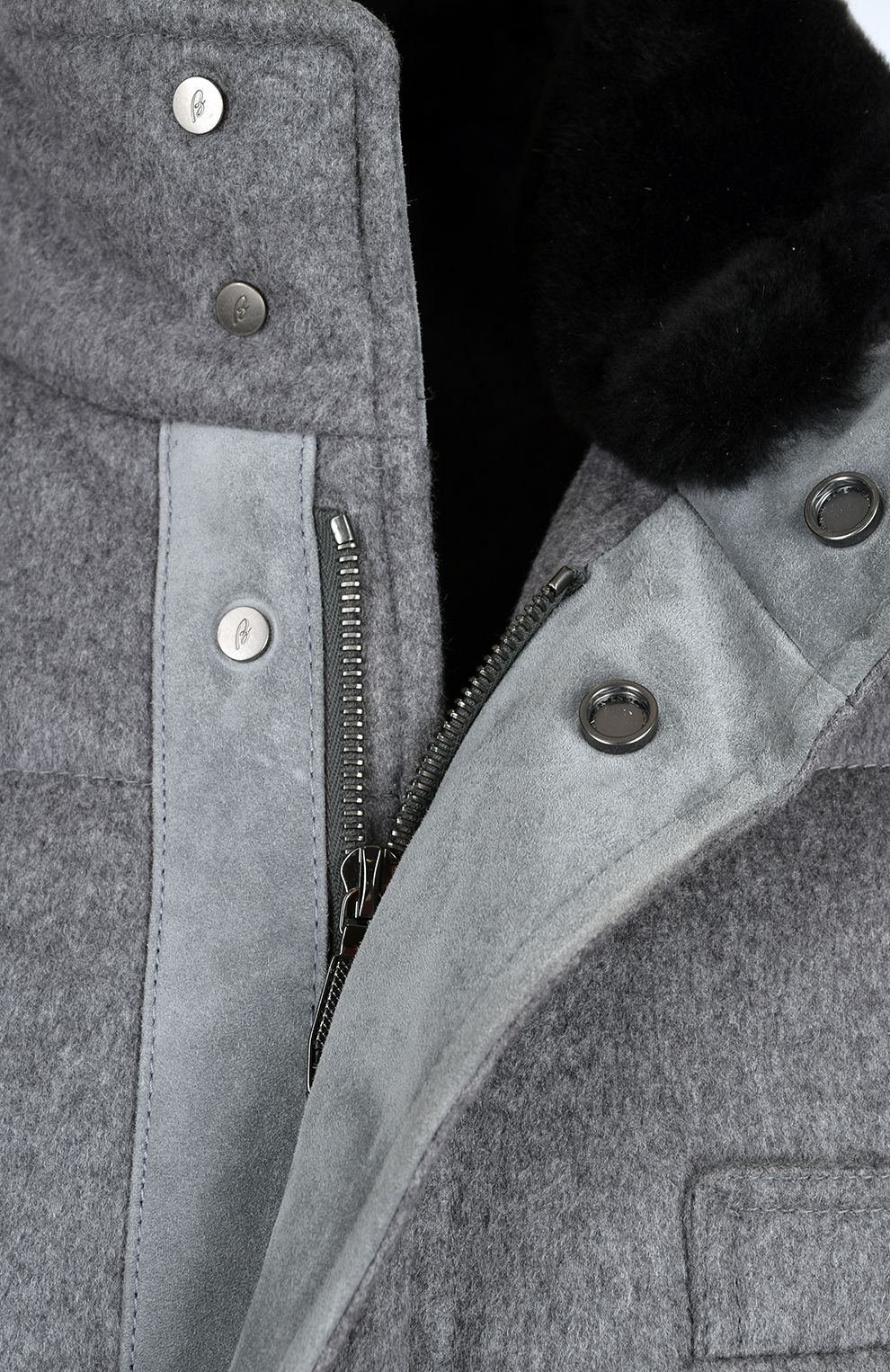 Кашемировый пуховик с воротником-стойкой