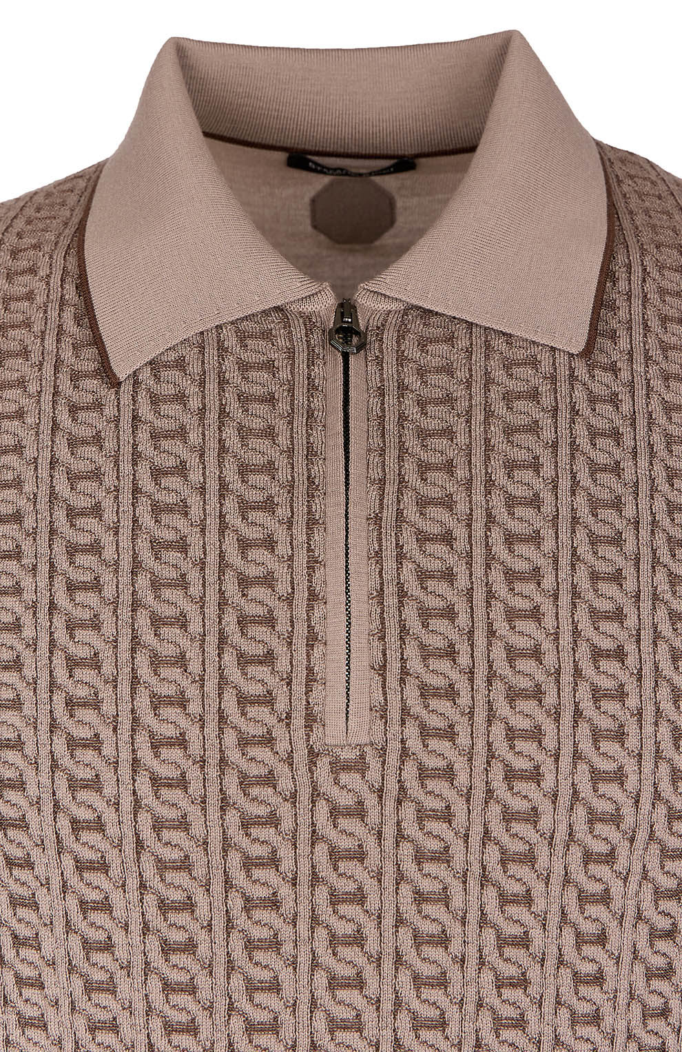 Поло из смеси шерсти и шелка с декором из кожи американского аллигатора