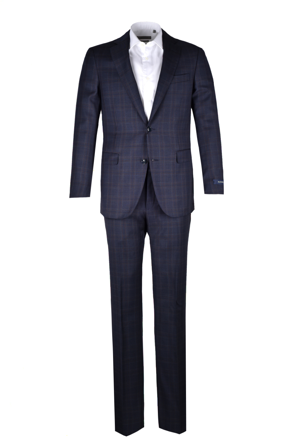 Шерстяной однобортный костюм в клетку