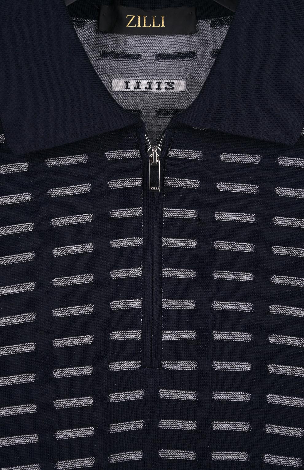 Поло из смеси шёлка и хлопка с геометрическим узором