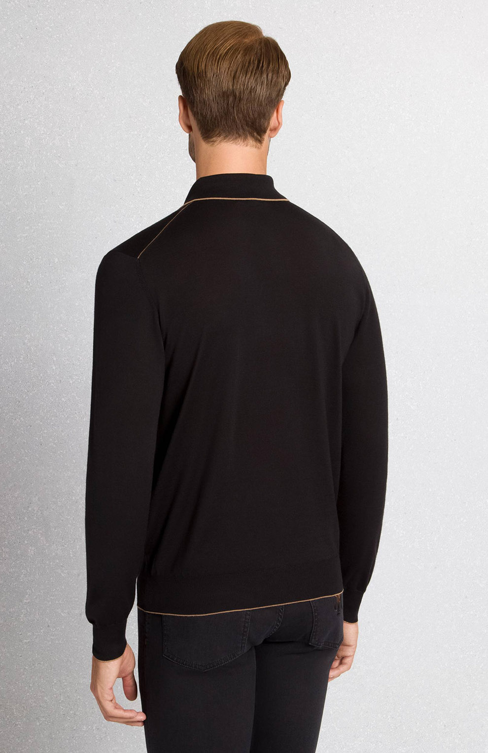 Трикотажное поло на трёх пуговицах из смеси шерсти и шёлка