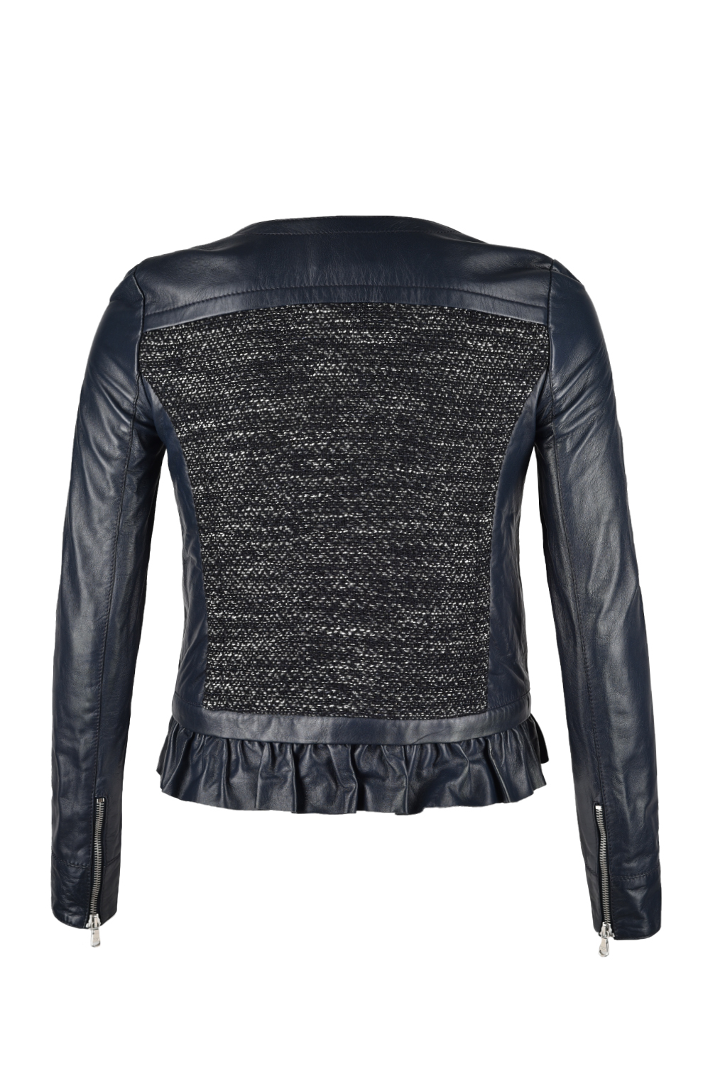 Кожаная куртка со вставками из трикотажа