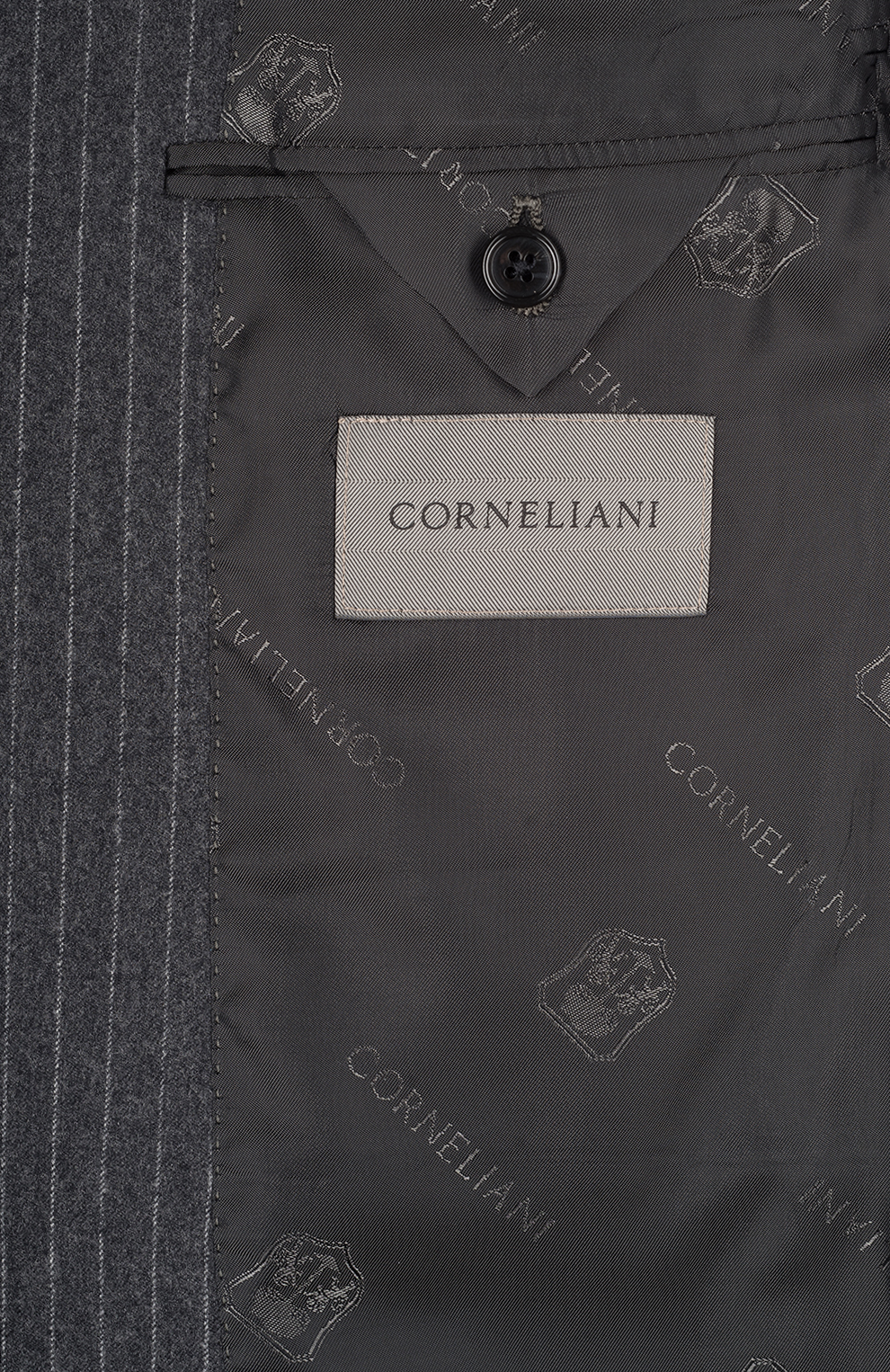 Шерстяной однобортный костюм в полоску