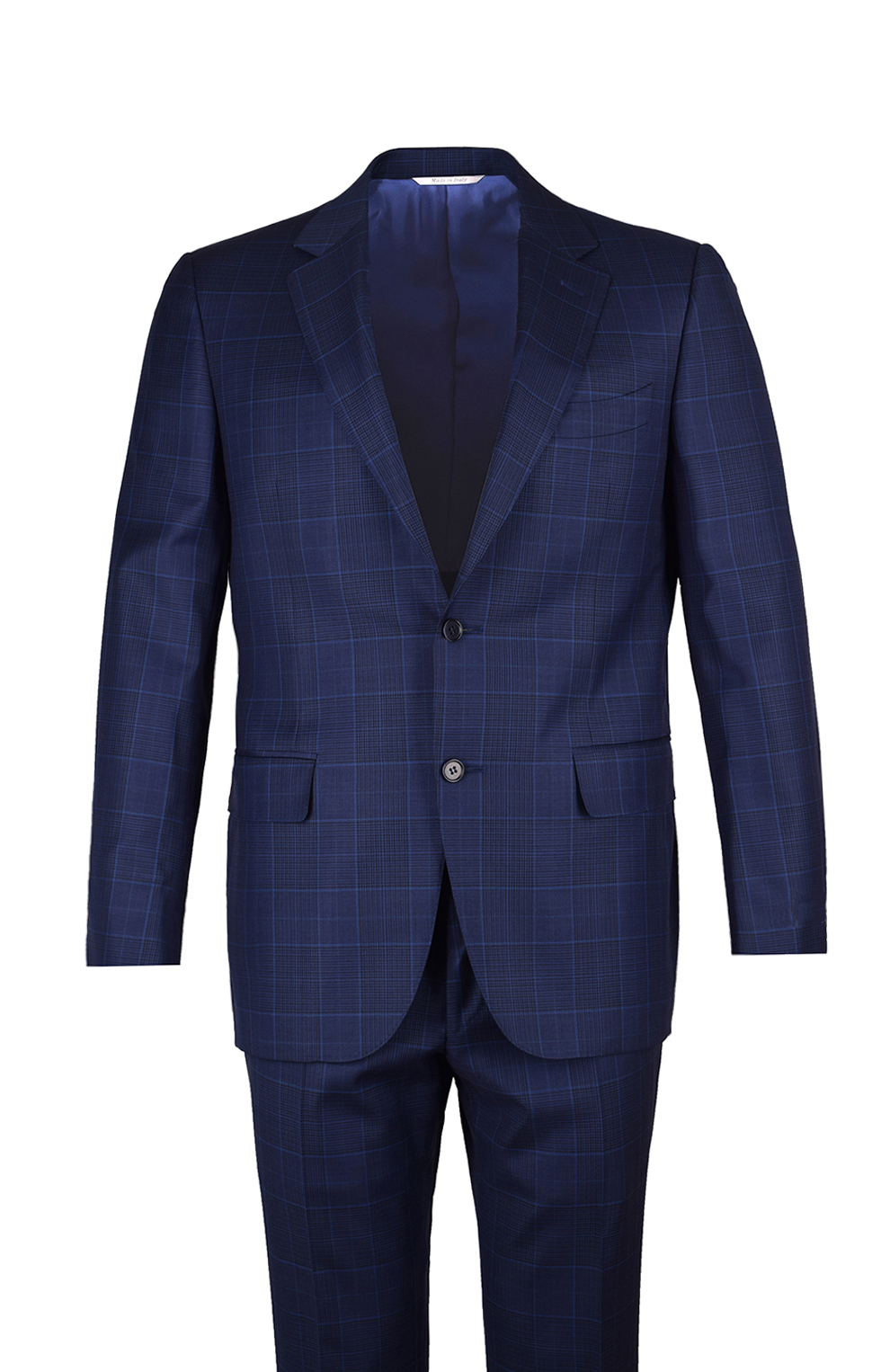 Шерстяной однобортный костюм в клетку