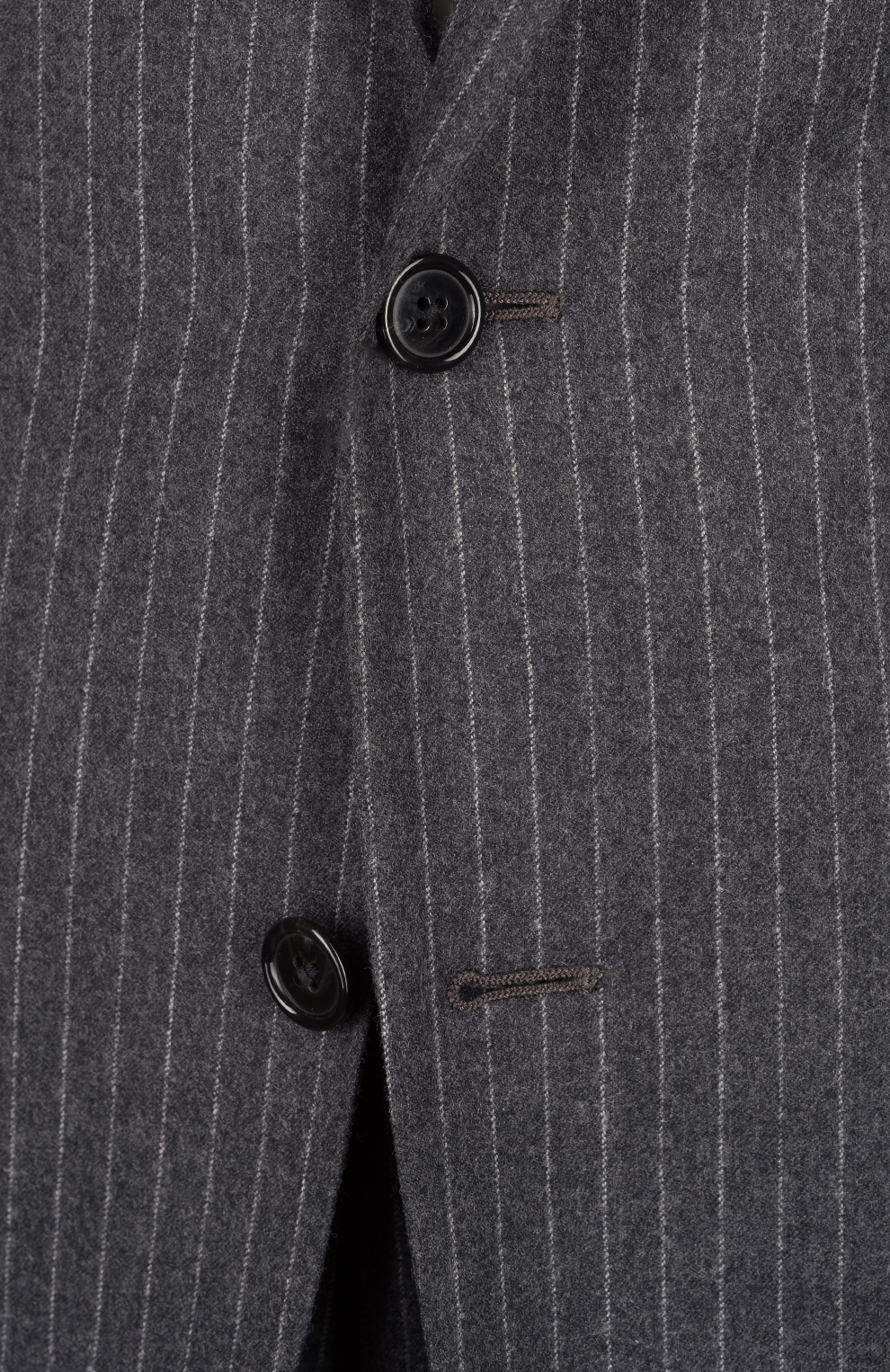 Шерстяной однобортный костюм в полоску