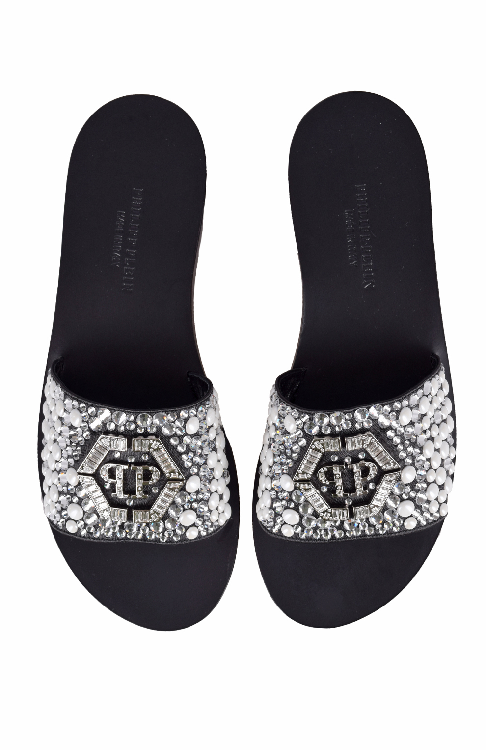 Шлёпанцы с отделкой из страз