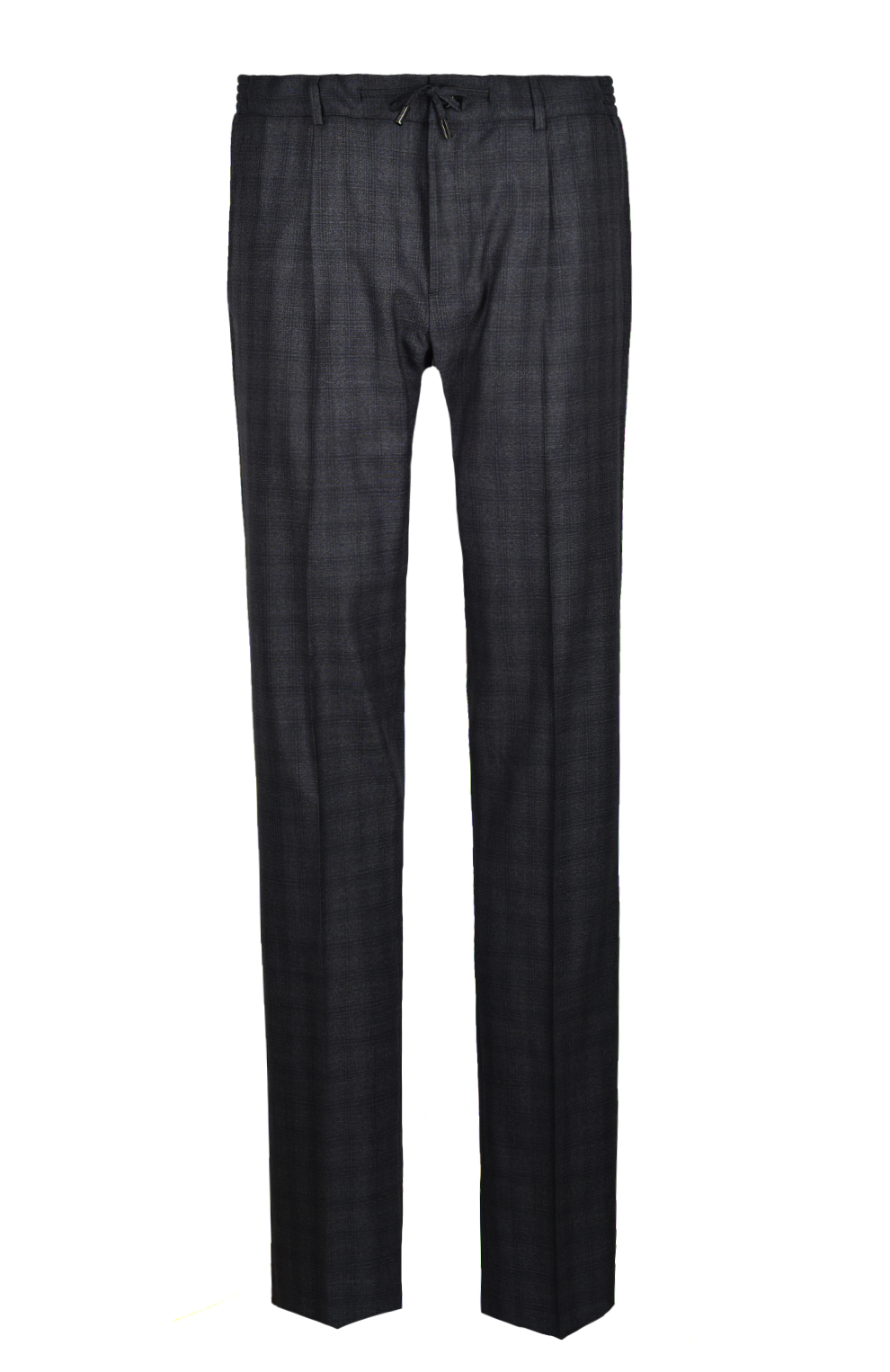 Брюки из шерсти в клетку с защипами и кулиской