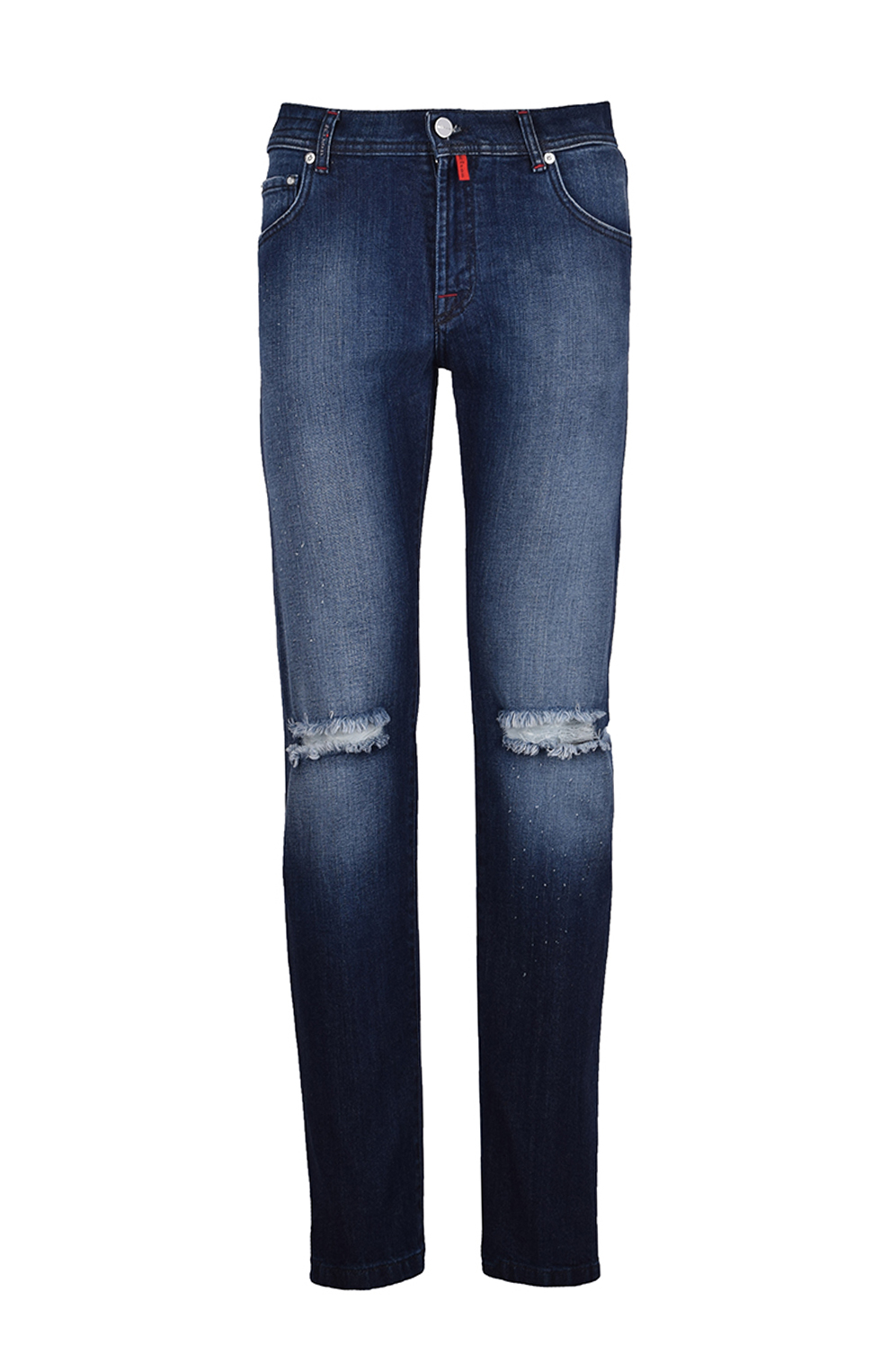 Джинсы прямого кроя с потертостями