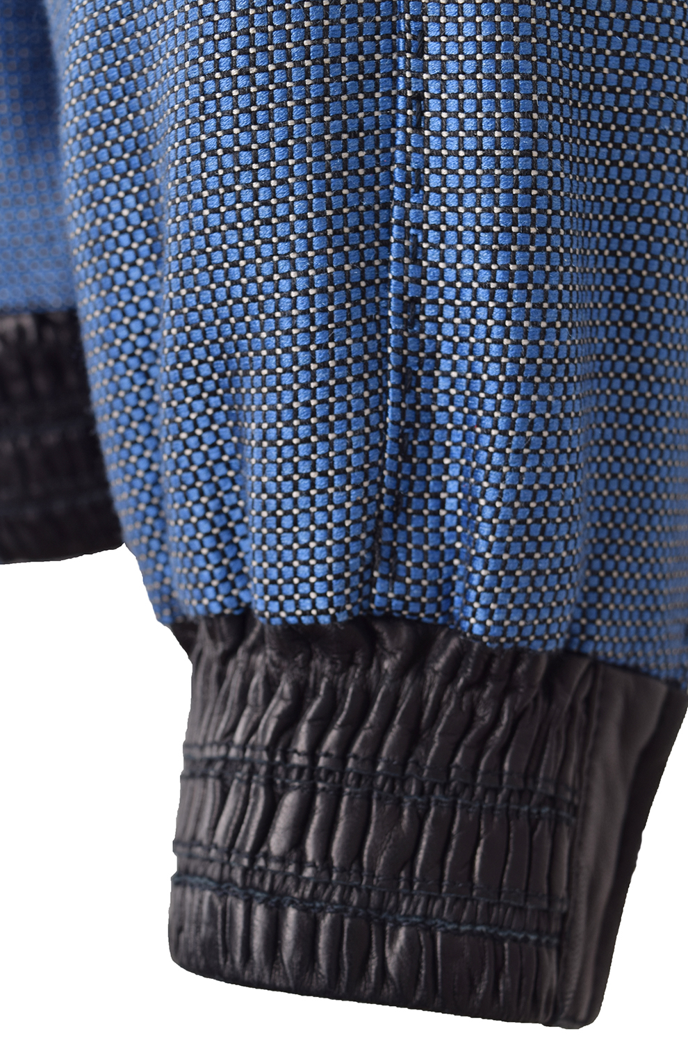 Шёлковый бомбер с отделкой из кожи