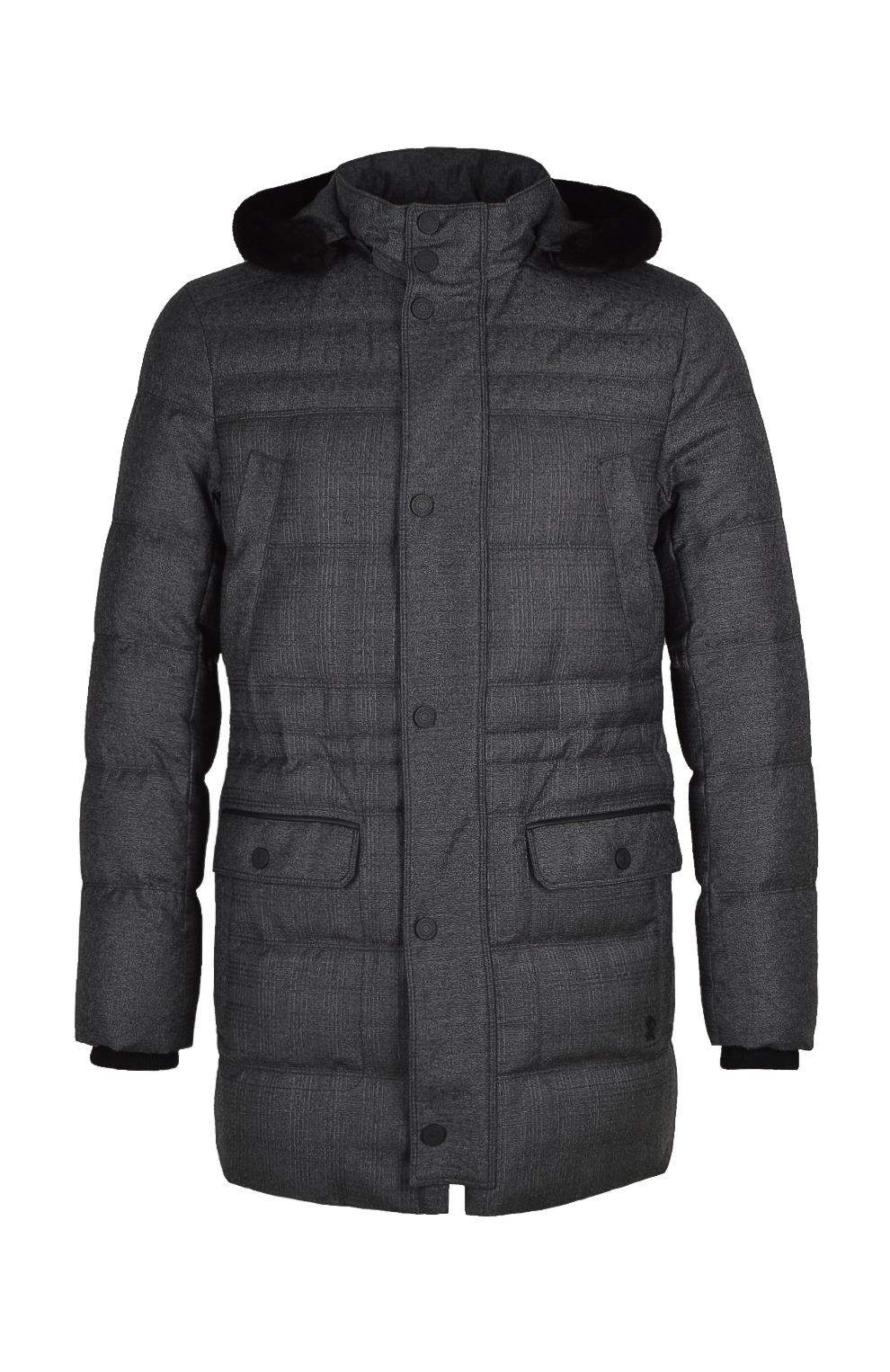 Пуховик из шерсти с отделкой из меха норки