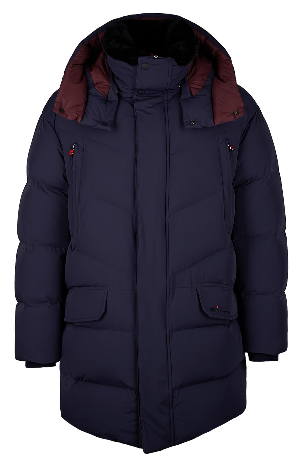 Пуховик со съёмным капюшоном и меховым воротником