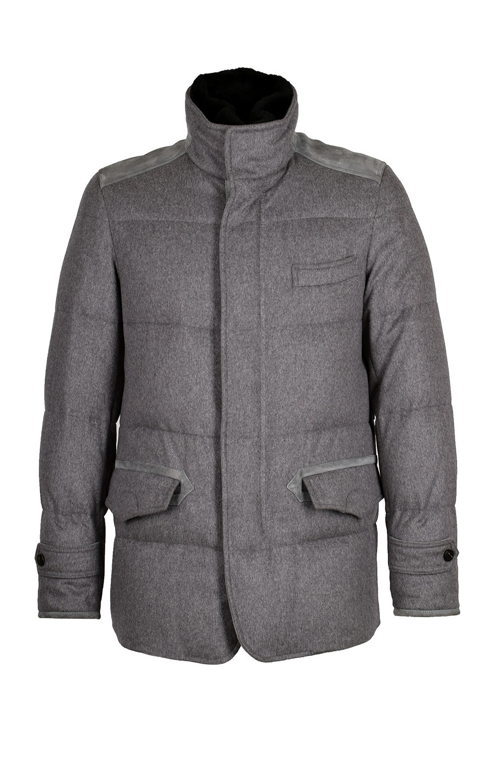 Кашемировый пуховик с воротником-стойкой