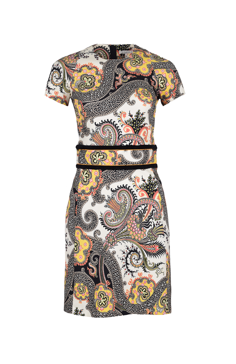 Платье с цветочным узором и бахромой по поясу