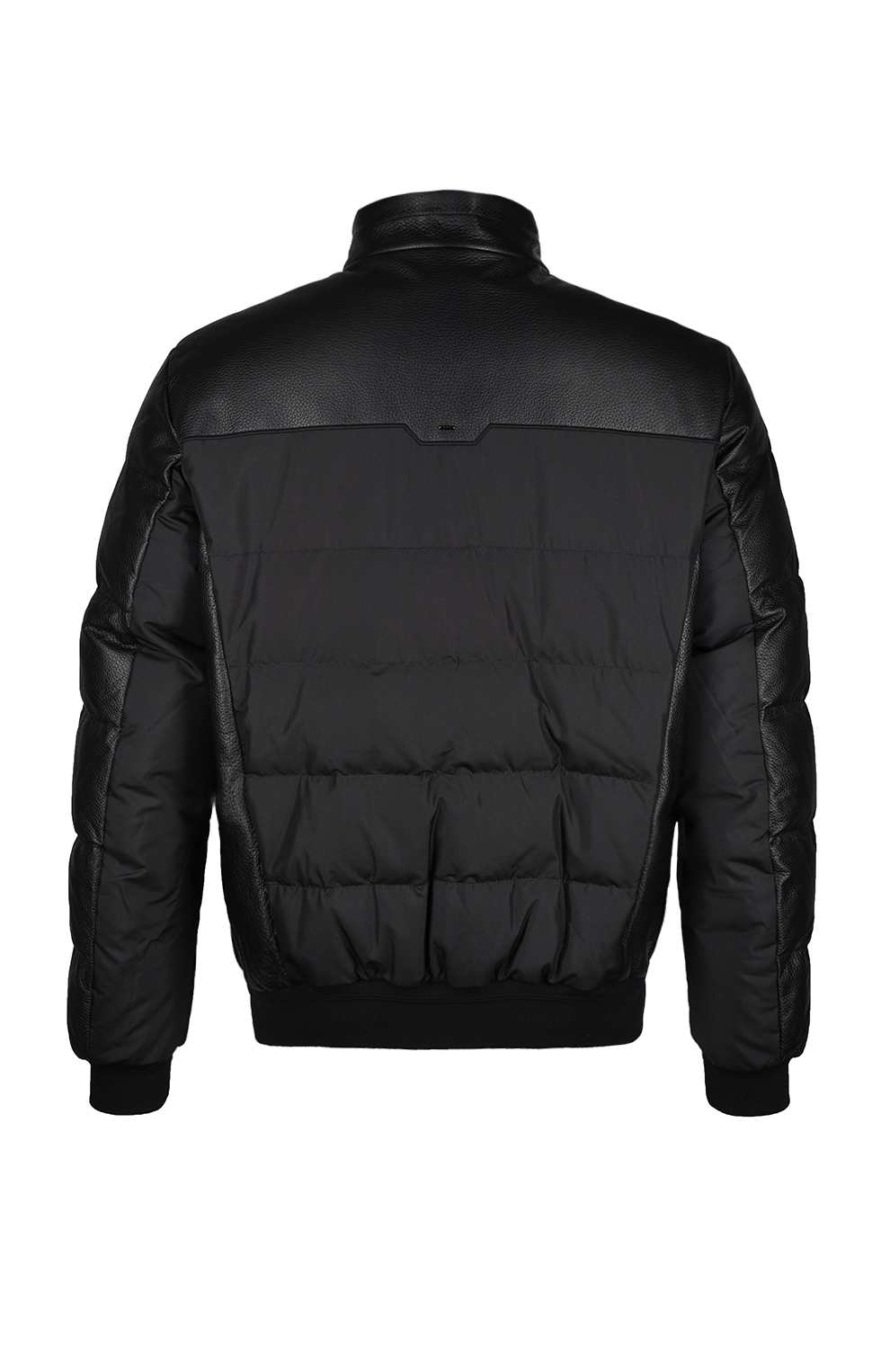 Пуховик-блузон из шёлка с отделкой из кожи оленя