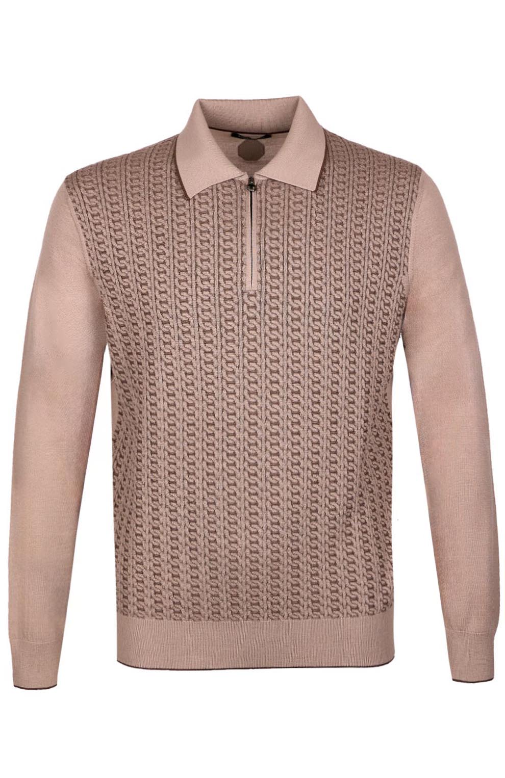 Поло из смеси шерсти и шелка с декором из кожи американского аллигатора