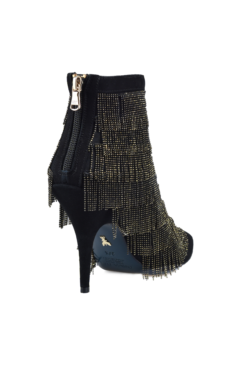 Ботильоны из замши с металлическим декором