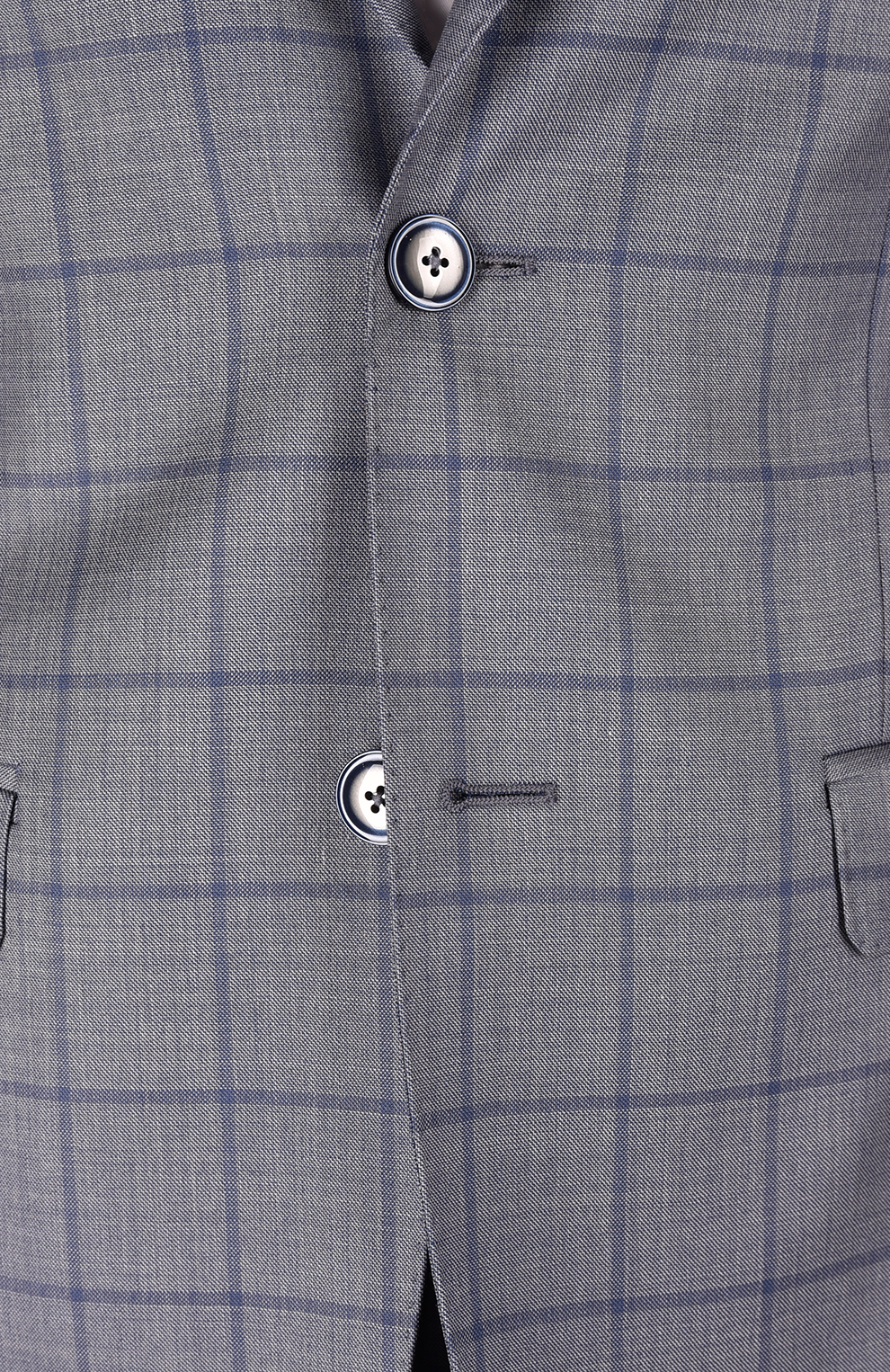 Шерстяной однобортный костюм в клетку